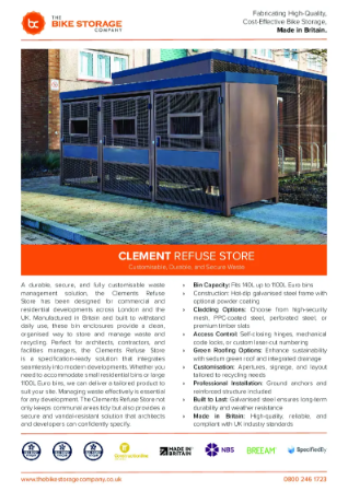 Clements Refuse Store - Data Sheet