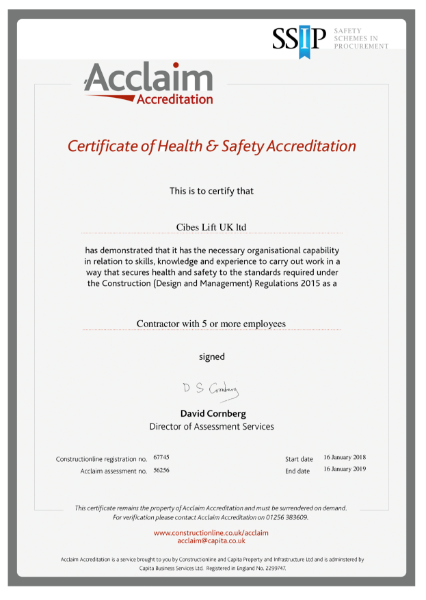 Certificate of Health & Safety Accreditation