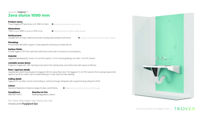 Hygipod Java Sluice Flush – Product Data Sheet