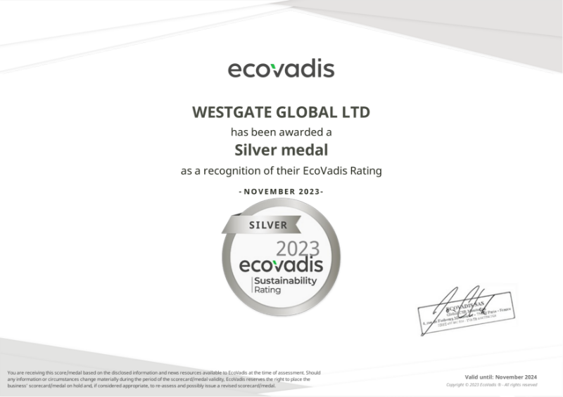 EcoVadis Silver Rating Certification