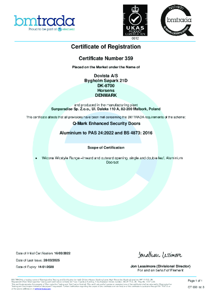Q-Mark Enhanced Security Door - Aluminium scheme
