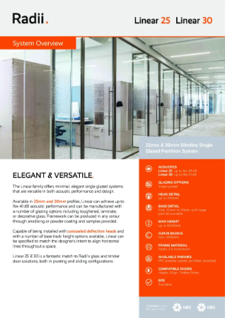Linear 25 & 30 Single Glazed Partition System Data Sheet
