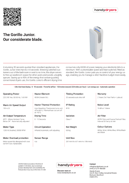 Gorillo Junior Data Sheet