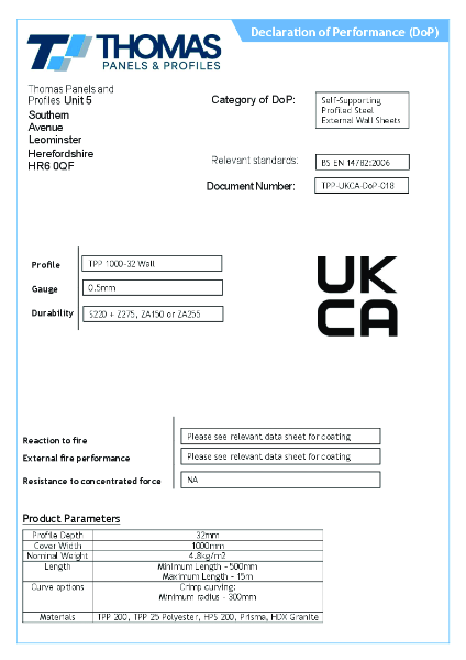 TPP-UKCA-DoP-018 1000-32 Wall .5mm