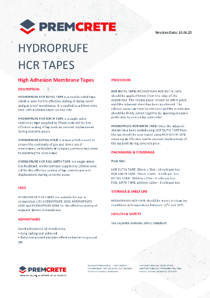 Hydrorprufe HCR Tapes TDS 2025