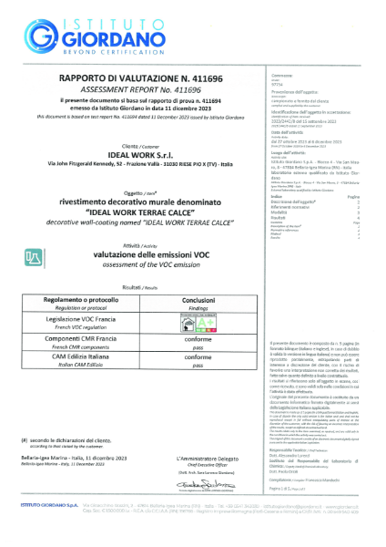 TERRAE CALCE Assessment of VOC Emission