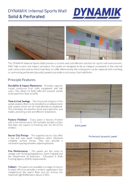 Internal Sports Wall Panels - Solid & Perforated