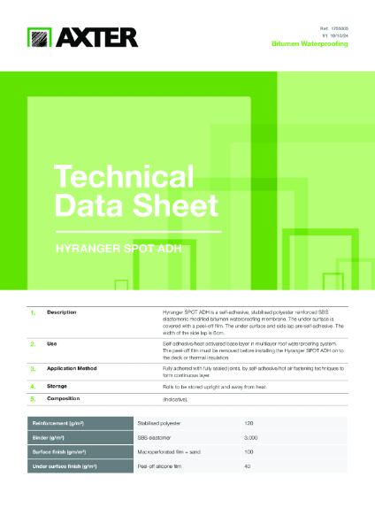 Hyranger Spot ADH Technical Data Sheet