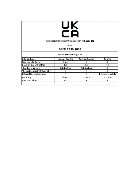 UKCA Certificate - Flag Paving