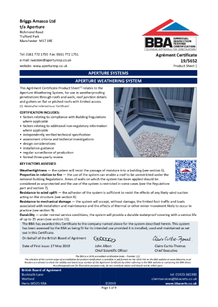 BBA Agrément Certificate