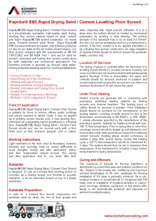 Rapidur® EB5 Rapid Drying Sand / Cement Levelling Floor Screed - Data Sheet