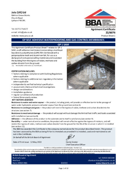 BBA Agrément Certificate