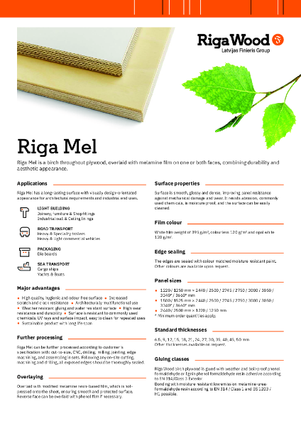 Riga Mel - Datasheet - Riga Wood