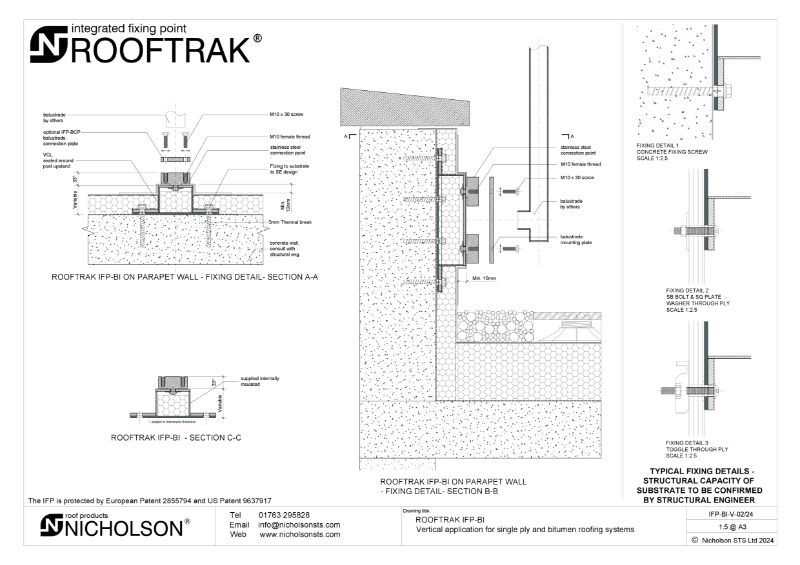 ROOFTRAK IFP-BI vertical Tech Data Sheet