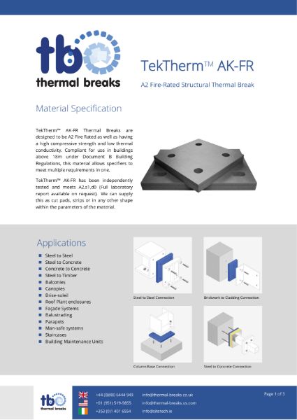 TekTherm™ AK-FR (A2 Fire Rated) Material Data Sheet