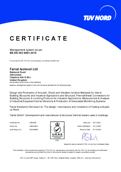 ISO 9001 (Farrat Isolevel Ltd)