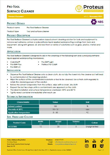 Product Data Sheet - Pro-Tool Surface Cleaner