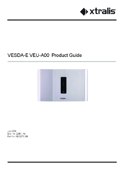 XTRALIS VESDA VEU-A00 4 Pipe ASD unit without Display Product Design Guide