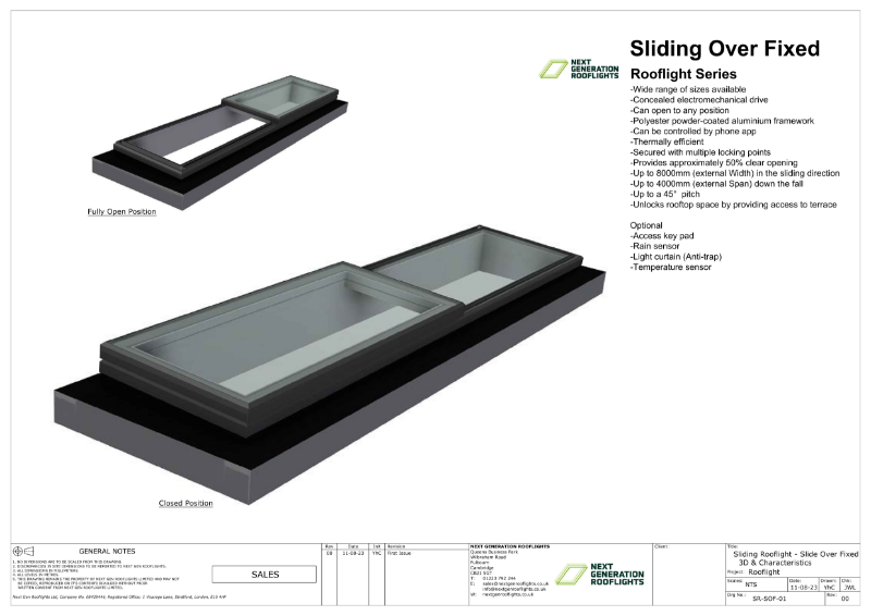 Sliding Rooflight - Slide Over Fixed