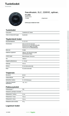 Tuotetiedot - Savuilmaisin, SLC, 22051E, Optinen, Musta