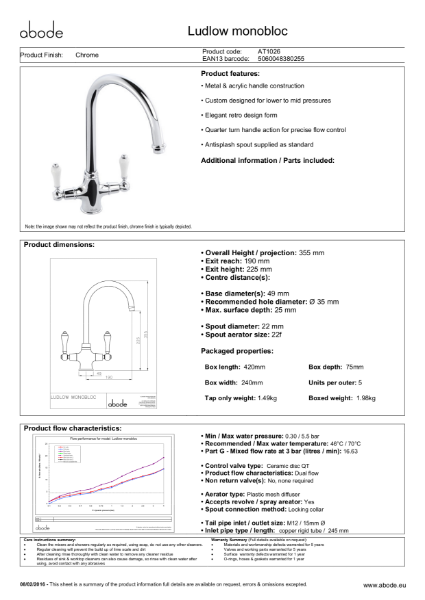 Ludlow Monobloc (Chrome) Consumer Specification