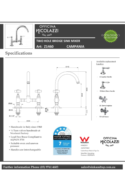 Z1460 Campania Technical specification