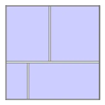 Enhetligt fasadsystem med 4 paneler (2x2-arrangemang 2) 