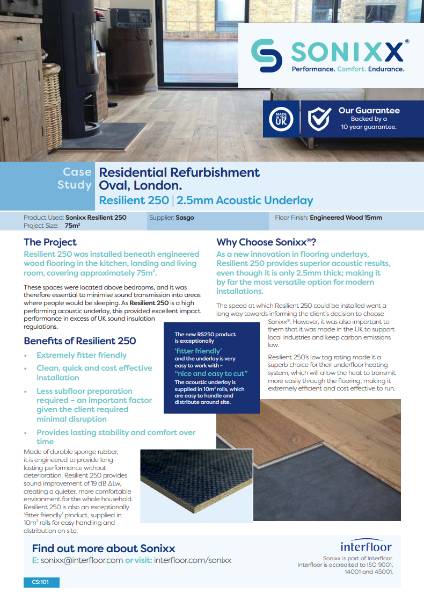 Residential Refurbishment Oval, London. (Resilient 250 | 2.5mm Acoustic Underlay)