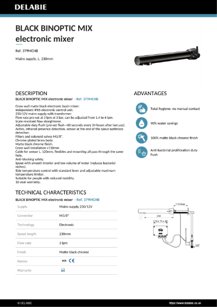 BLACK BINOPTIC MIX electronic mixer Product Data Sheet