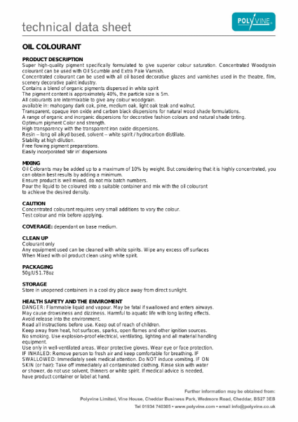 Oil Colourant Technical Data Sheet