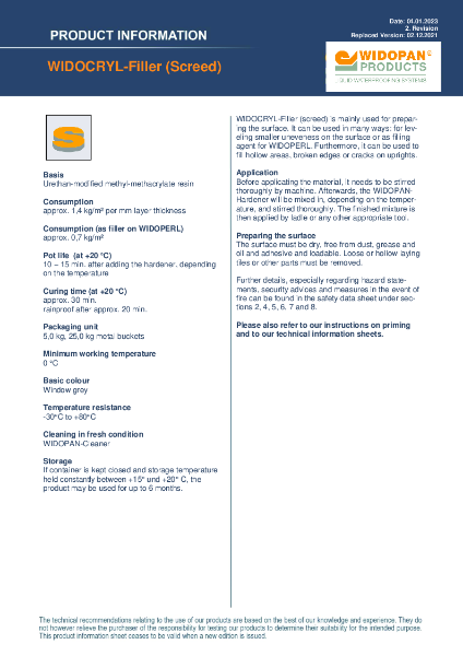 PDS WIDOCRYL-Filler (screed)