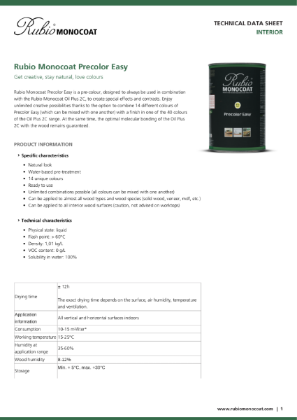 Pre Colour Easy - Technical Data Sheet