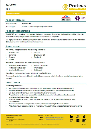 Product Data Sheet - Pro-BW® LO