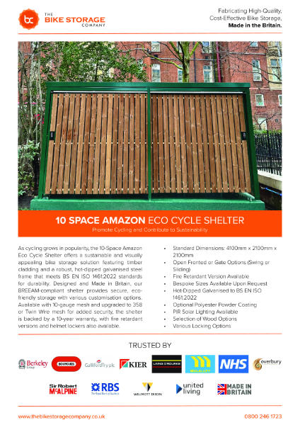 Amazon Eco Cycle Shelter Specification Sheet