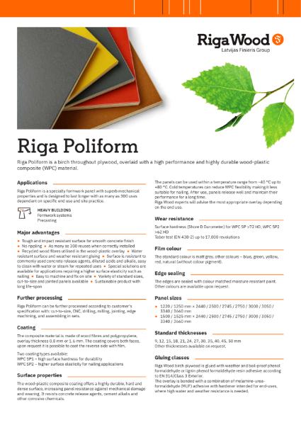 Riga Poliform - Datasheet - Riga Wood