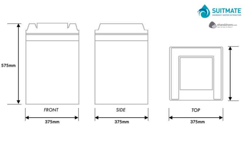 SUITMATE Swimsuit Dryer Water Extractor Dimensions
