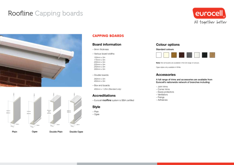 Roofline Capping Boards Product Specification