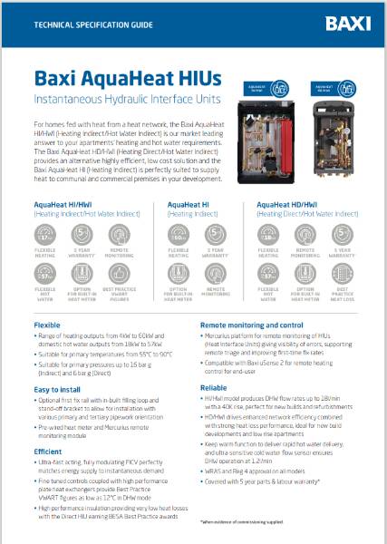 Baxi AquaHeat HIUs Technical Specification Guide
