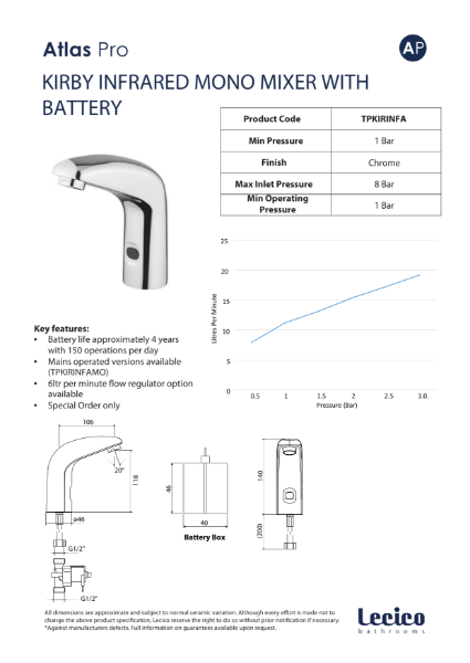 Kirkby Infrared Basin Mixer (Battery)