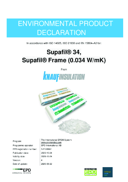 Knauf Insulation Supafil® 34, Supafil® Frame (0.034 W/mK) EPD - EN - 