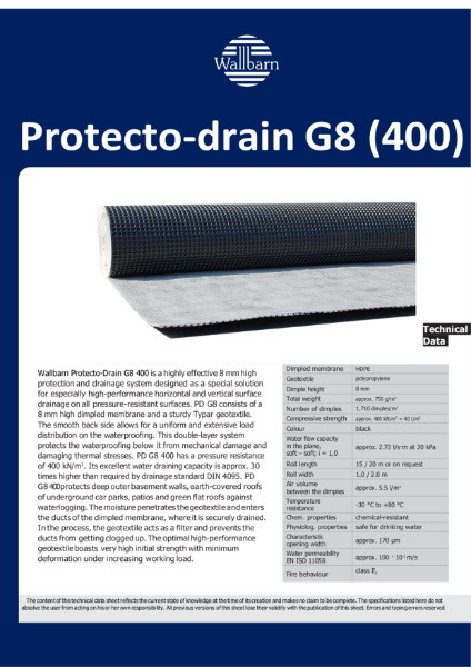 Datasheet - Protecto-drain G8