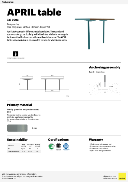 APRIL Table - 733-900C