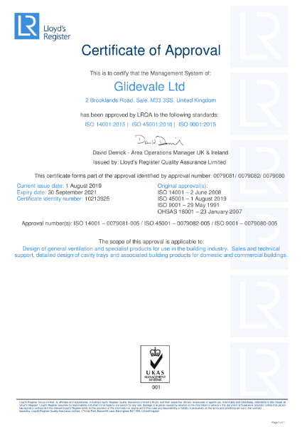 Glidevale - ISO 14001:2015 | ISO 45001:2018 | ISO 9001:2015