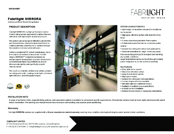 Fabrilight Mirrora TDS