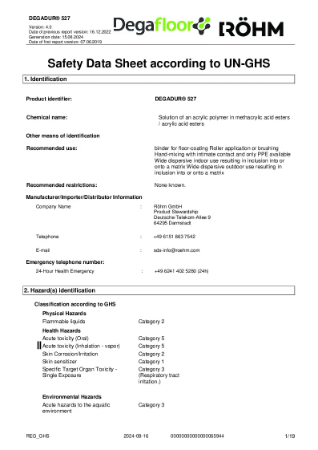 SDS Degafloor 527