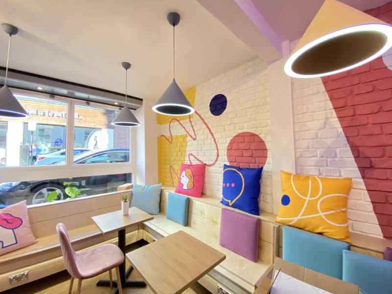 London Brick Wall Panels - Natural Textured Wall in a Bright Social Space with added customisation - Newcastle Café