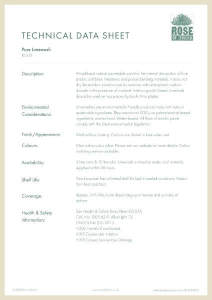 Pure Limewash - Data Sheet
