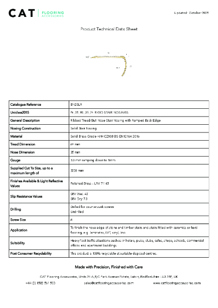 BN2SLR Polished Brass Technical Datasheet
