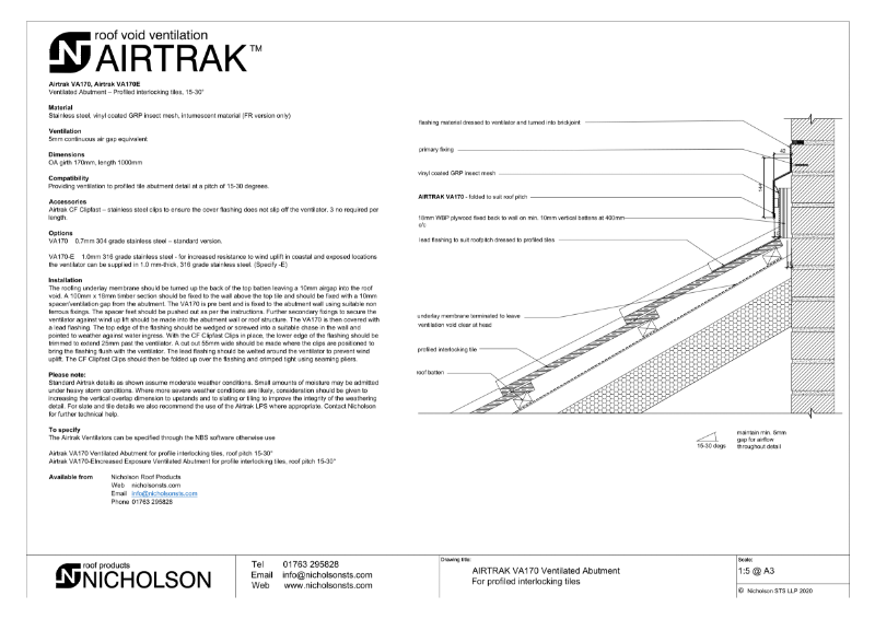 AIRTRAK VA170 Technical Data Sheet