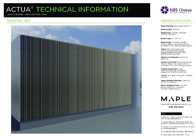 Maple Facades Actua® Vertical Fin Facade Data Centres Technical Details 2025
